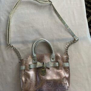 Justice Shimmering Pink and Silver Bag